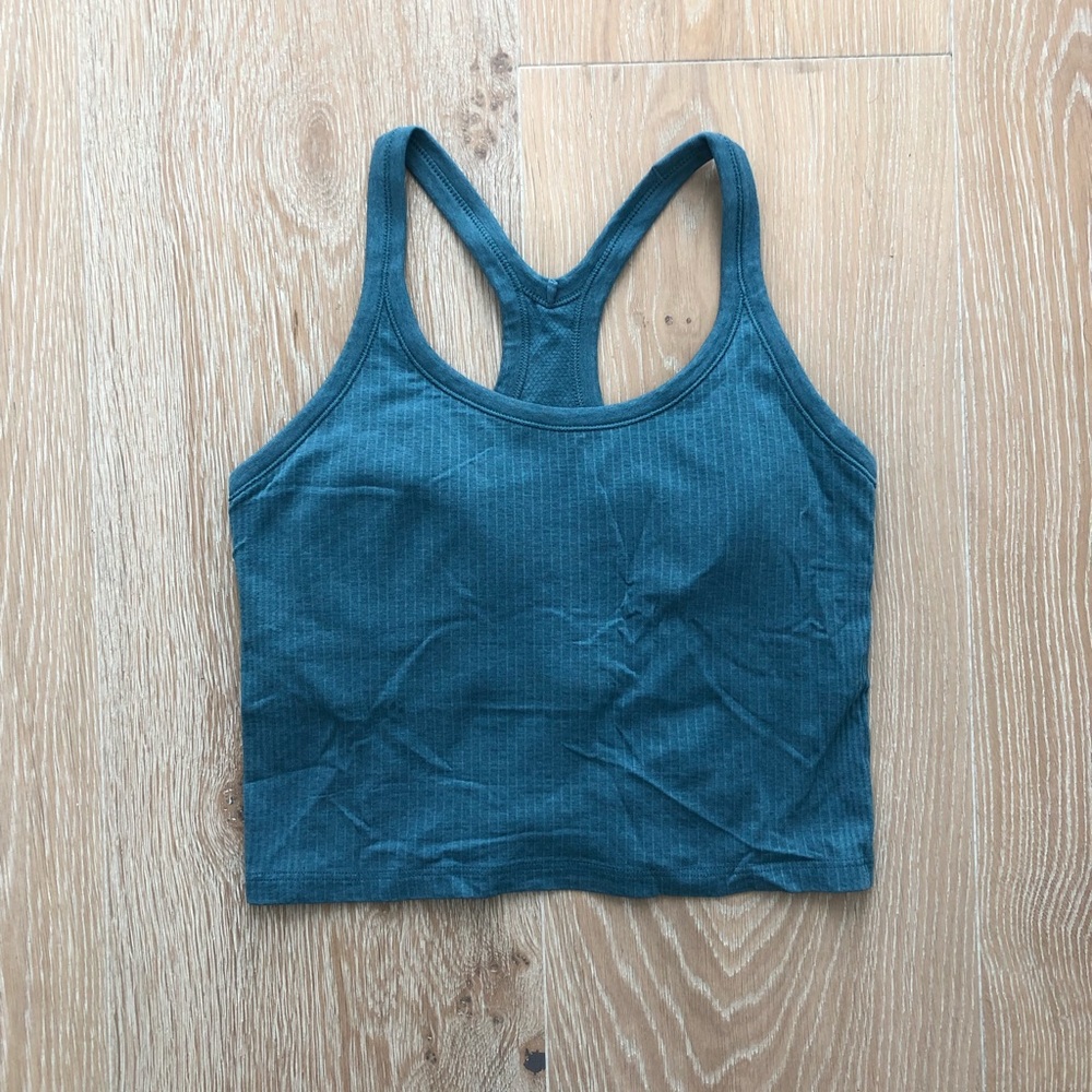 Lululemon Ebb To Street Tank Top CROPPED Size 6 Capture Blue